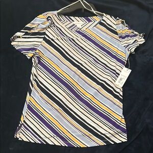Liz Claiborne Multiple Color Graphic Short Sleeve blouse